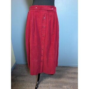 Vintage Red Corduroy Skirt: Northern Isles Midi Skirt, Holiday Outfit
